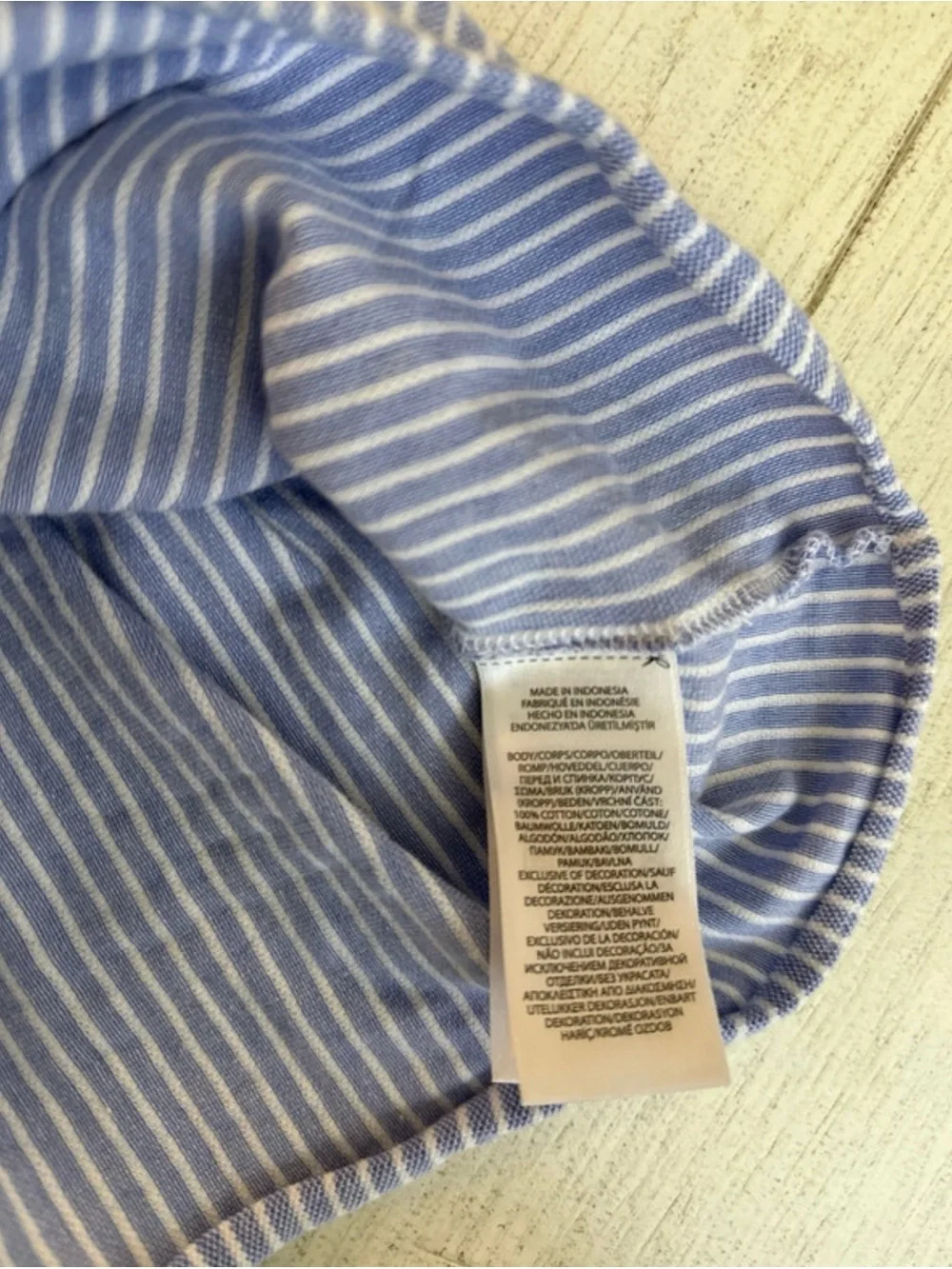 Ralph Lauren Blue and White Striped Cotton Baby Dress with Bloomers